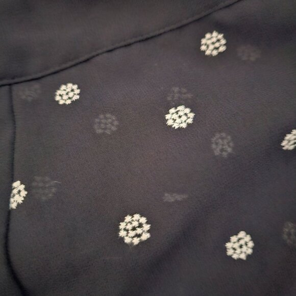 CATO Black Sheer Polka Dot Waist Tie 3/4 Sleeve Blouse Women's Size XL - Picture 6 of 14